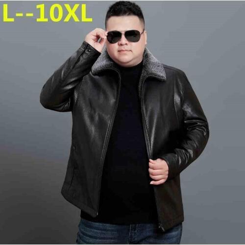 10XL 8XL 6X Winter Men Genuine Leather Coat Fur Collar Motorcycle Jacket Mens Leather Jacket Warm Winter Thick jaqueta de couro