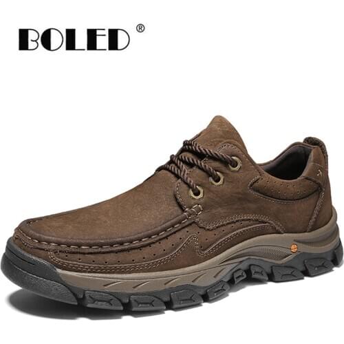 High Quality Casual Shoes Men Natural Cow Leather Autumn Outdoor Flats Shoes Male Soft Comfort Non-slip Walking Men Shoes