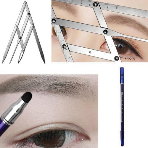 BellyLady Easy Makeup Set Dark Coffee Color Pen Core Eyebrow Waterproof Stereotype Eyebrow Pencil+Pointer Eyebrow Triangle Ruler
