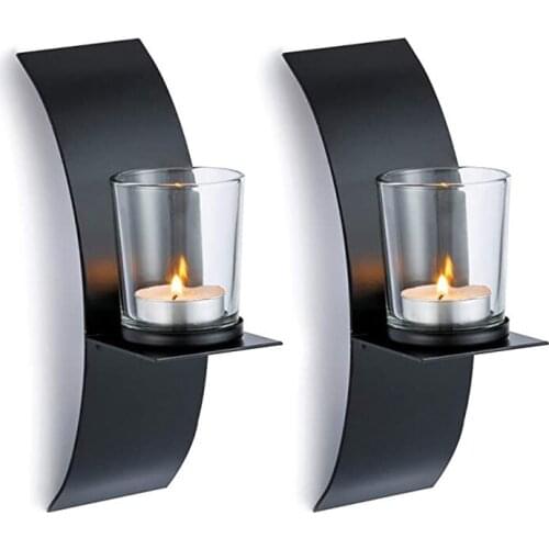ABSF Wall Candle Sconces for Wall Decorations, Black Metallic Wall Mounted Candle Sconces for Room, Hallway, Entryway Decor