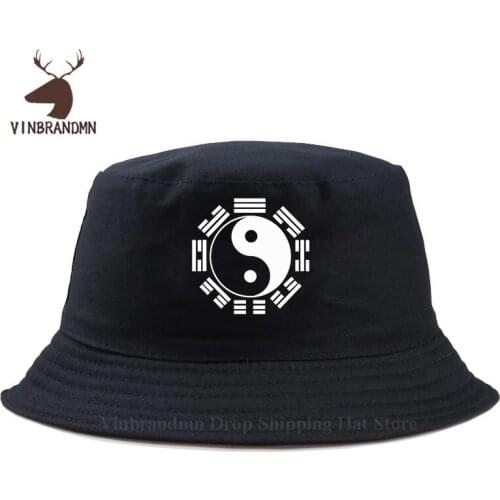 New Taiji China Style Men Casual Bucket hat Kung Fu Master Karate Fashion Design sun Hat Tai Chi Print yin and yang Baseball cap