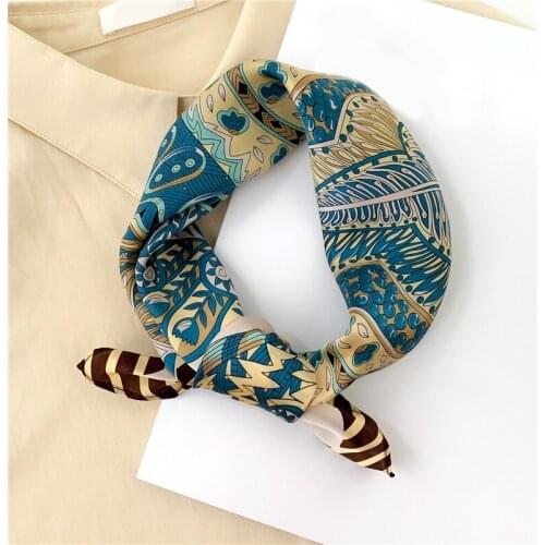 2021 New Design Scarf Print Small Foulard Women Scarves 100% Pure Silk Hai Bandana Kerchief Female Neckerchief Spring Bag Tie