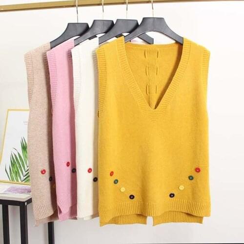 Autumn And Winter New Knitted Vest Womens Vest Short Front And Long Back Korean Style Loose Western Coat Sweater Waistcoat Top