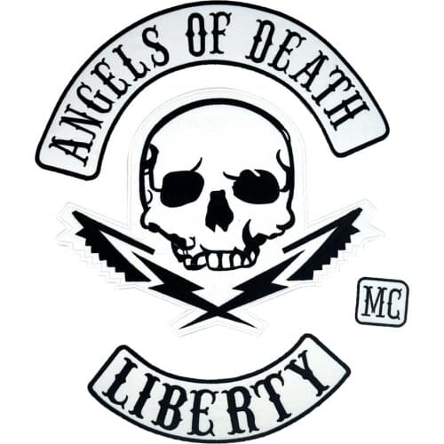 ANGELS OF DEATH LIBERTY FULL SETS Embroidered punk biker Patches Clothes Stickers Apparel Accessories 4PCS/SET