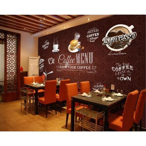 Custom food shop wallpaper,coffee,3D modern murals for the cafe restaurant hotel background wall PVC wallpaper