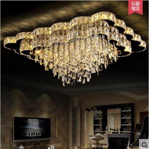 LED light Luxury Rectangle Ceiling Lights Sitting Room Dining-room Remote Control Crystal 110-220V Ceiling Lamp