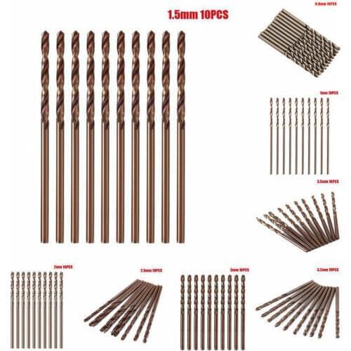 10pcs 1MM-2.5MM Cobalt High Speed Steel Twist Drill M35 Stainless Steel Tool Set Whole Grinding Metal Reamer Tool