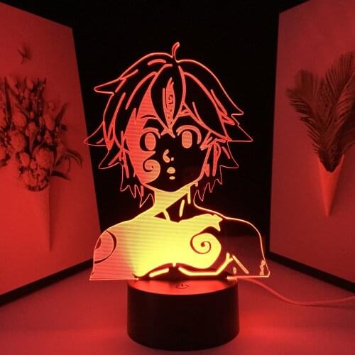 Smile Anime Figure 3D LED Lamp Home Decoration Lamp Birthday Gifts Bedroom Small Night Light 7 Colors USB Charging