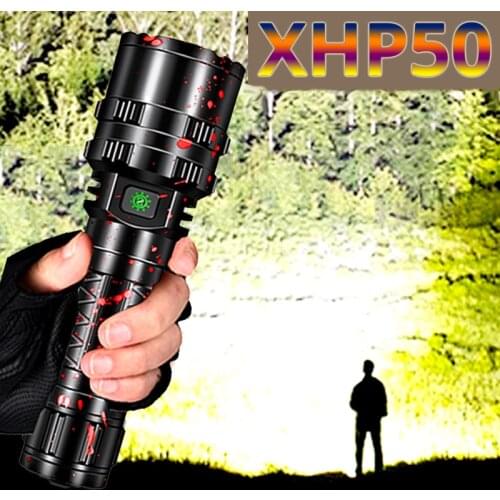 LED Flashlight High Power USB Rechargeable Flashlight 5 Modes Lantern Self Defense Shocker Torch Tactical Lamp By 18650 Battery