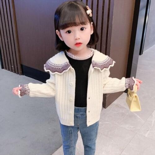 Girls Sweater Babys Coat Outwear 2021 Simple Thicken Warm Winter Autumn Knitting Casual Cardigan Top Cotton Childrens Clothing
