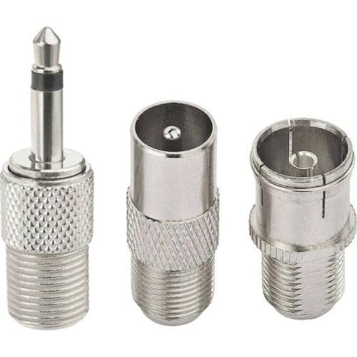 28EA F Type Telescopic Antenna 180 Degree Bendable w/ 3 Adapters Telescopic Antenna No Rust Anti-noise Anti-interference