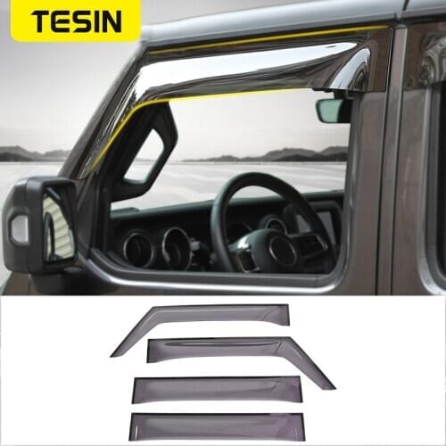 TESIN Car Window Visors for Jeep Wrangler JL 2018 Car Windows Sunvisor Cover Rain Sun Visor Shield Cover Guard Car Accessories