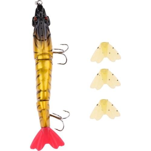 Creative Shrimp Hard Prawn Lure Sea Fishing Multi-section Baits with 4 Tail