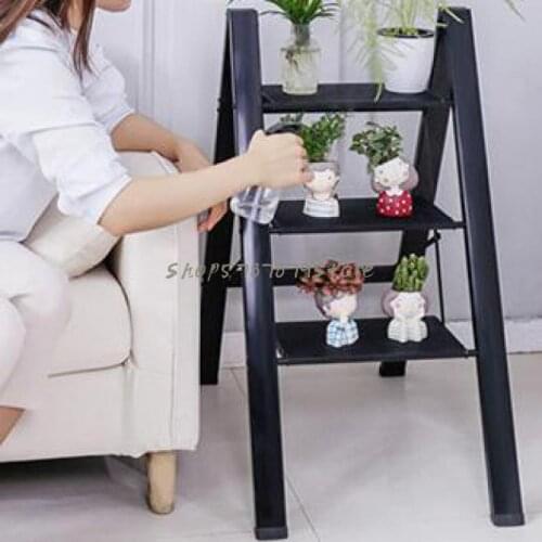 Thickened Aluminum Herringbone Ladder Flower Rack Three Step Stairs Portable Small Step Stool Household Multifunctional F