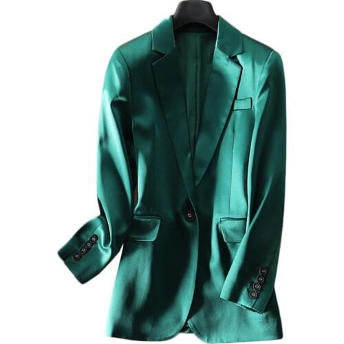 Spring Profession Blazer High-end Women Acetate Satin One-button Casual Single Piece Suit Jacket Plus Size Womens Outerwear 3XL