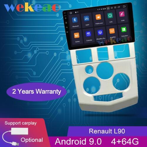 Wekeao Touch Screen 9" 1Din Android 9.0 Car Radio Automotivo Car DVD Player For Renault L90 Logan Carplay Auto GPS Navigation 4G