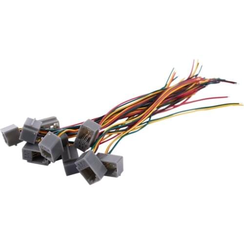 WSFS Hot 10 Pcs 616E 4P4C RJ9 Female Telephone Connector Adapter w 4 Wires 8cm