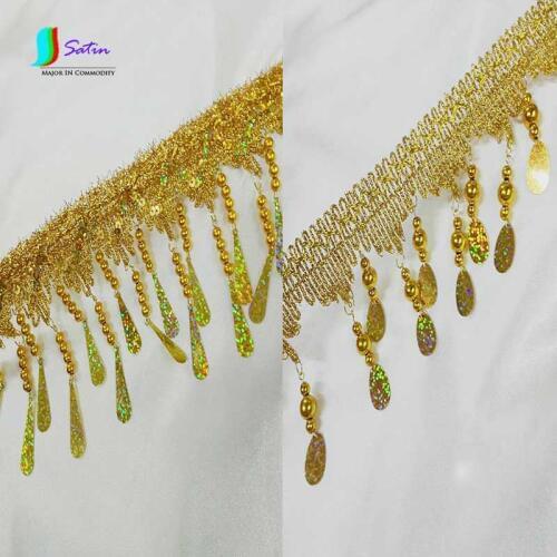 Golden Sequins Tassels Lace For Dance Costume/Stage Show Clothing/Curtain Edge Decoration Accessory,Golden Sequins Lace S0569H