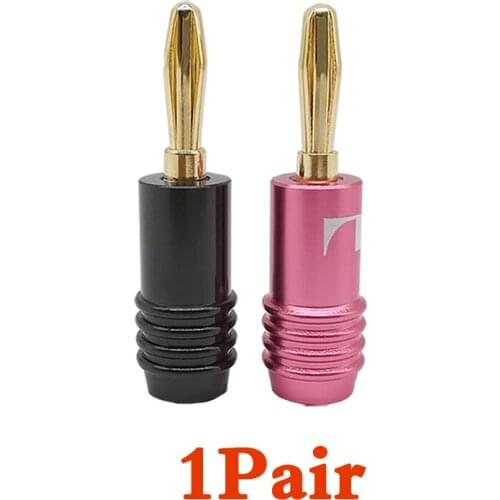 1Pair/2Pcs Speaker Banana Plug Connector 24K Gold Plated 4mm Banana Plugs Speaker Musical HiFi Audio Banana Plug Cable Adapter