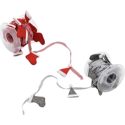 1 Roll 5m Plaid Christmas Hat Sock Ribbon Embellishment for Gift Wrapping