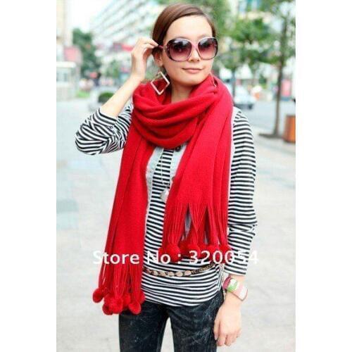 1PCS,Korean version of cashmere wool scarf / shawl, the long shawl,4 color, lovely bayberry ball tassel scarf