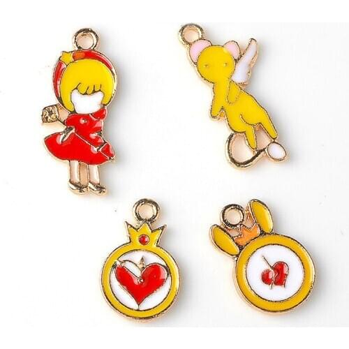 10pcs KC Gold Color Anime Characters Drop Oil Alloy Charms Multi Size Shape Pendants Charm For DIY Keychain Jewelry Making