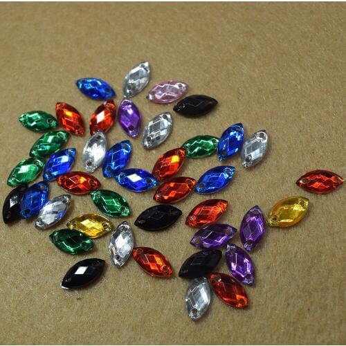 100PCS Sew on Rhinestones Horse Eye Leaf Shape Diamond Sew on Crystal Stone Glass Rhinestones Wedding Decoration