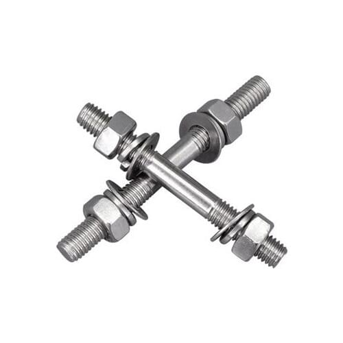 2pcs M8 stainless steel double head screws suit two teeth screw nut washer spring pad combination tooth rod bolt 50mm-250mm long