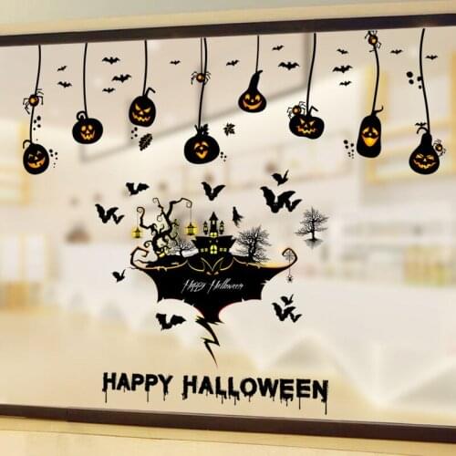 2021 Halloween Decoration Wall Stickers Zombie Pumpkin Mummy Stickers Halloween Balloon Scarecrow Static Sticker