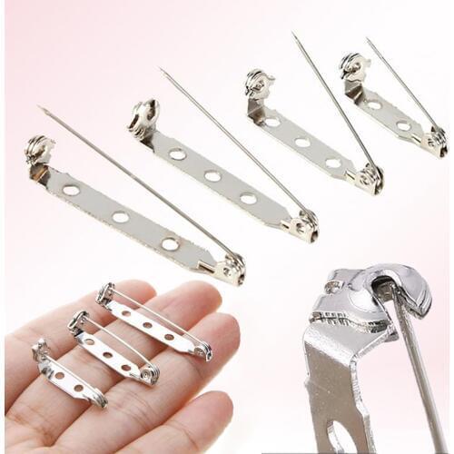 25mm Simple DIY Brooch Pins Silvery White Brooch Pins Safty Lock Brooch Jewelry Findings Accessory Parts
