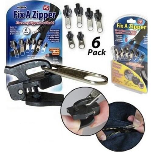 6Pcs Universal Instant Fix Zipper 3 Sizes Repair Kit Replacement Zip Sliding Teeth Rescue New Design Zipper Sewing Zipper head