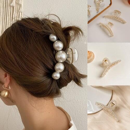 Acrylic Hair Claws Pearl Claw Clips For Woman Large Size Barrette Crab Shark clip Ladies Fashion Hair Accessories