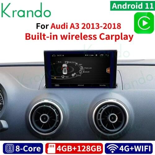 Krando Android 8.1 8 Core 7 inch 4+64G Car GPS Navigation radio Multimedia Player for Audi A3 2013-2016 2017 2018 with 4G WiFi