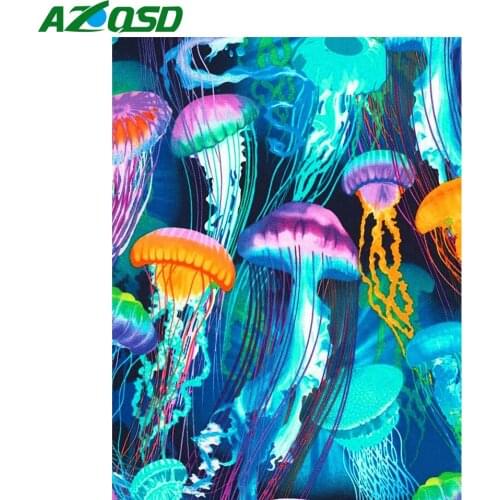 AZQSD 5d Diamond Painting New Arrivals Jellyfish Fantasy Diamond Mosaic Sea Cross Stitch Home Decor Unique Gift For Children