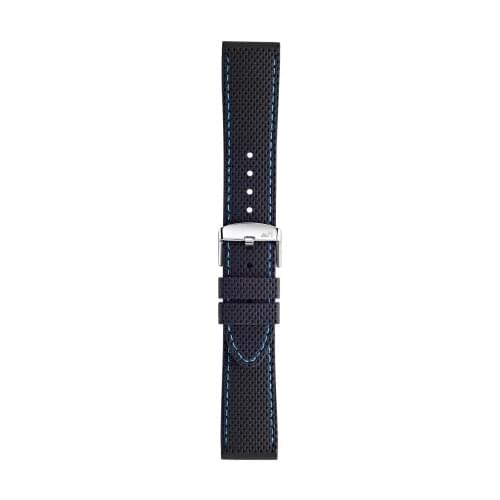 Morellato black Silicone strap Easy Click Livenza line stitching blue electric