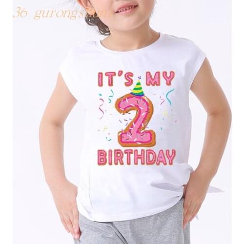 Funny Shirt Children t shirts Number 1 2 3 4 5 6 8 9 happy Birthday Gift Kids Letters Cute tshirts Print Clothes Boys and Girls
