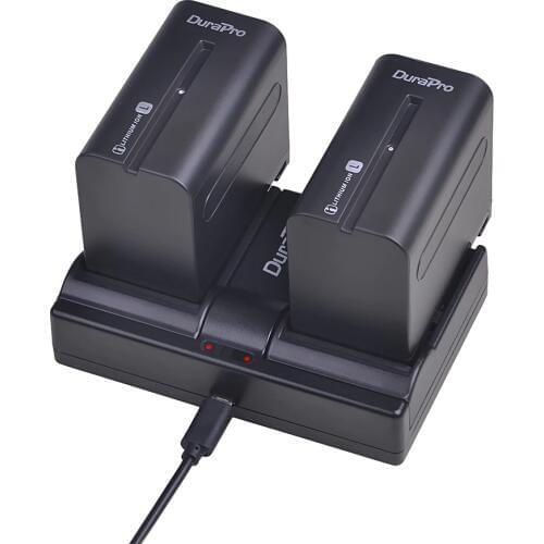 DuraPro 2Pcs 7200mAh NP-F960 NP F970 F960 Replacement Camera Battery + USB Charger for Sony NP-F550 F770 F750 F960 F970 HVR-V1J