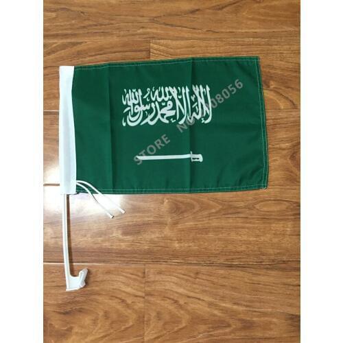 30x45CM Saudi Arabia window Car flag polyester Car decoration with flagpole Free Shipping
