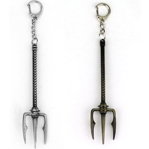 2 Colors Game LOL Trident Keychain Silver Color and Bronze Key Ring for fans gift