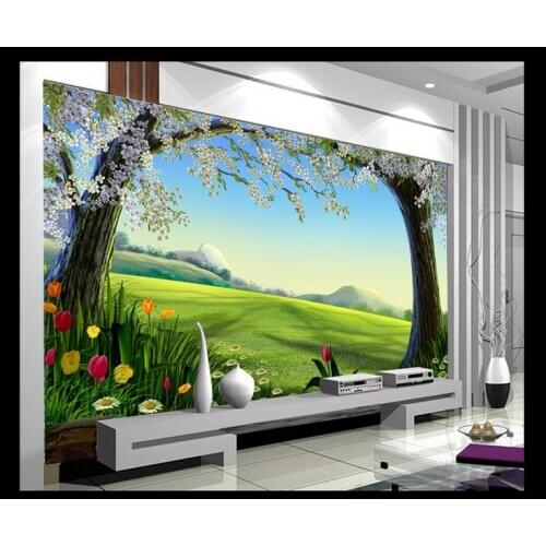Customized 3d wallpaper 3d wall mural wallpaper The trees and flowers contracted setting wall murals 3d living room wall decor