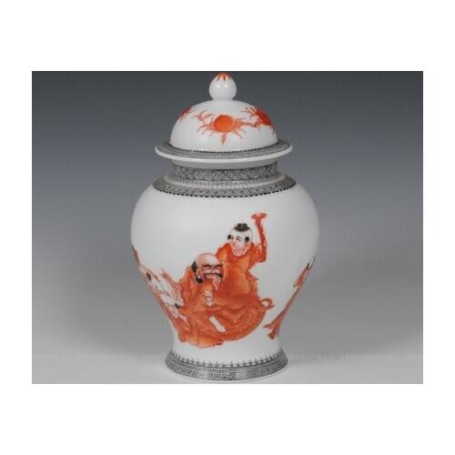 China Ceramic Master Handicraft Famille Rose Porcelain Storage Ginger Jar Collection