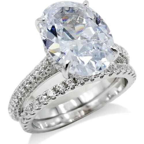 Real Solid 100% 925 Sterling Silver Ring finger set Luxury Oval 4Ct Simulated Diamond Wedding Diamond Rings For Women Jewelry