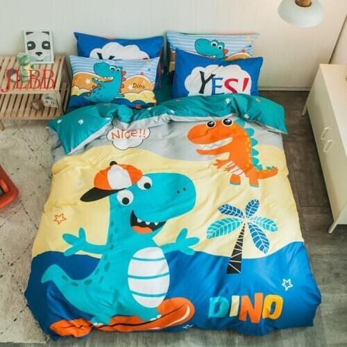 Dinosaurs Bedding set 100% cotton child boys bed linen kid bedclothes flat/fitted sheet cat cartoon bed set girl duvet cover set