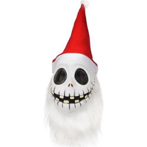 Reneecho Adult Santa Claus Mask Skeleton Halloween Latex Masks With Hat And Beard