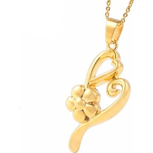 RIR Minimalist Golden Love Heart Flower Glamour Necklace Stainless Steel Exquisite Ladies Jewellery Necklace Gifts
