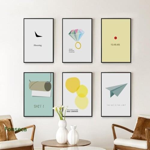 Fashion Simple Abstract Canvas Painting Cartoon Pattern Life Quotes Poster Wall Art Pictures Modern Home Decoration Gift