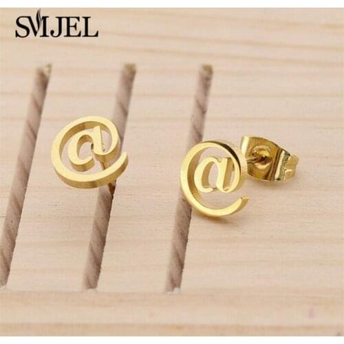 SMJEL Fashion Stainless Steel Stud Earrings for Men Women Gold Sliver Color Symbol Mark Geometric Statement Earrings 2019
