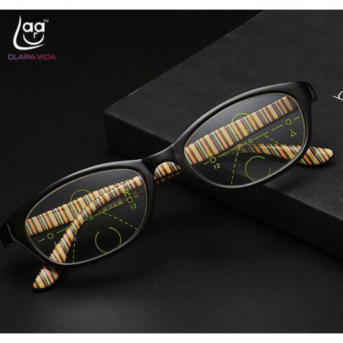 = Clara Vida Tr90 Retro Lady Frame For Intelligence Progressive Multifocal Commercial Reading Glasses Bifocal +1 +1.5 To +4