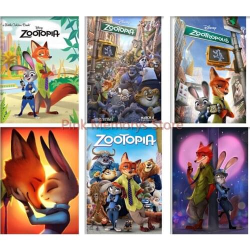 Diy 5d Disney Diamond Painting Cartoon Crazy Zoo Judy Nick Full Diamond Embroidery Cross Stitch Kit Mosaic Picture Home Decor