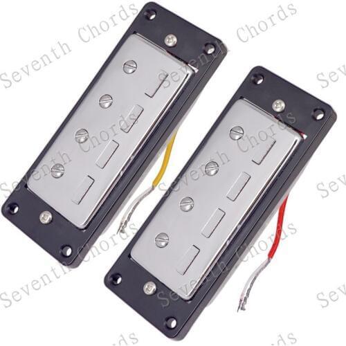 A Set of 2 Pcs Mini Chrome 4 string Bass Guitar Humbucker Pickups with Black Ring guitar accessories